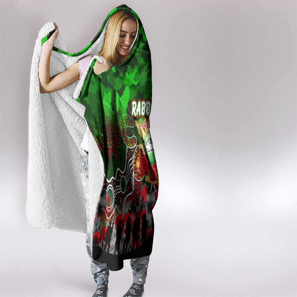 Rabbitohs ANZAC Day Hooded Blanket Australian Army - Lest We Forget