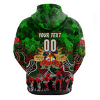 Personalized Rabbitohs ANZAC Day Hoodie Australian Army - Lest We Forget