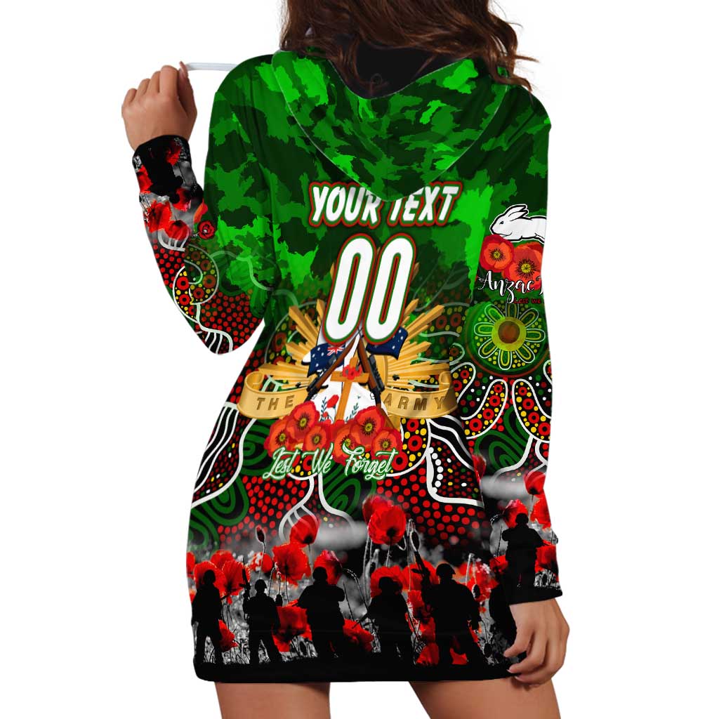 Personalized Rabbitohs ANZAC Day Hoodie Dress Australian Army - Lest We Forget