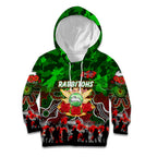 Personalized Rabbitohs ANZAC Day Kid Hoodie Australian Army - Lest We Forget
