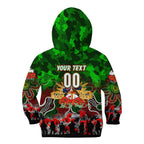 Personalized Rabbitohs ANZAC Day Kid Hoodie Australian Army - Lest We Forget