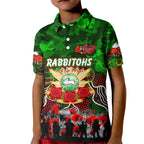 Personalized Rabbitohs ANZAC Day Kid Polo Shirt Australian Army - Lest We Forget
