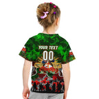Personalized Rabbitohs ANZAC Day Kid T Shirt Australian Army - Lest We Forget