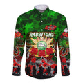 Personalized Rabbitohs ANZAC Day Long Sleeve Button Shirt Australian Army - Lest We Forget