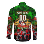 Personalized Rabbitohs ANZAC Day Long Sleeve Button Shirt Australian Army - Lest We Forget