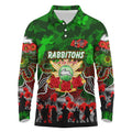 Personalized Rabbitohs ANZAC Day Long Sleeve Polo Shirt Australian Army - Lest We Forget