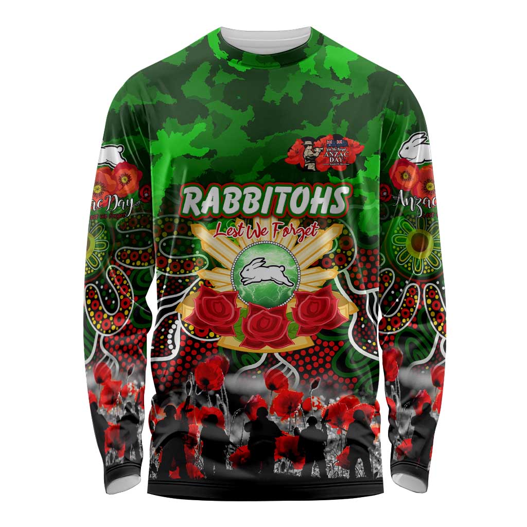 Personalized Rabbitohs ANZAC Day Long Sleeve Shirt Australian Army - Lest We Forget