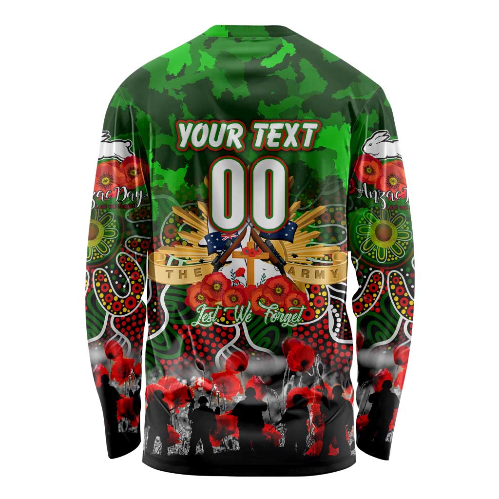 Personalized Rabbitohs ANZAC Day Long Sleeve Shirt Australian Army - Lest We Forget