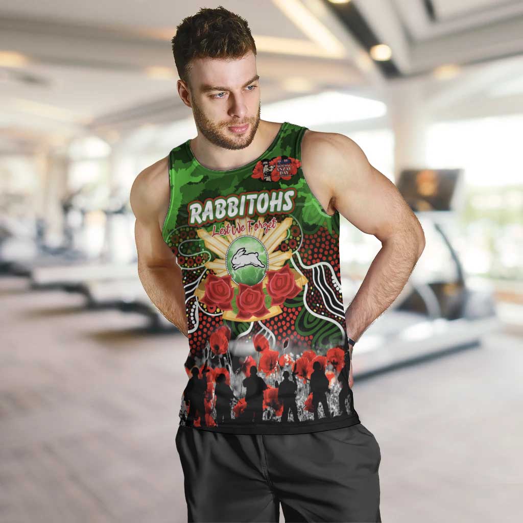 Personalized Rabbitohs ANZAC Day Men Tank Top Australian Army - Lest We Forget