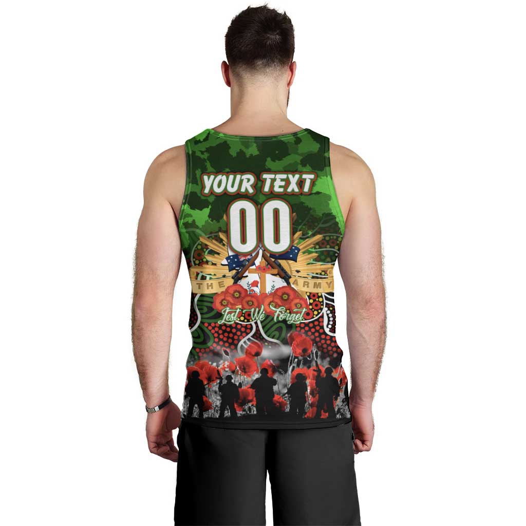 Personalized Rabbitohs ANZAC Day Men Tank Top Australian Army - Lest We Forget