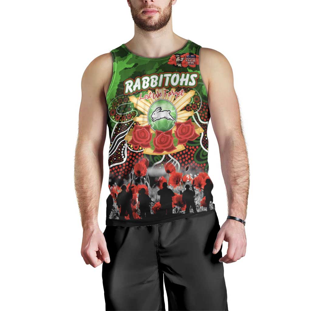 Personalized Rabbitohs ANZAC Day Men Tank Top Australian Army - Lest We Forget