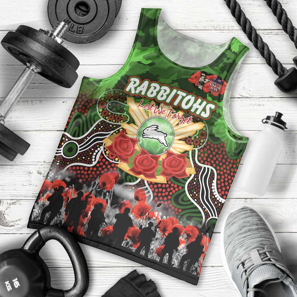 Personalized Rabbitohs ANZAC Day Men Tank Top Australian Army - Lest We Forget