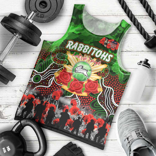 Personalized Rabbitohs ANZAC Day Men Tank Top Australian Army - Lest We Forget