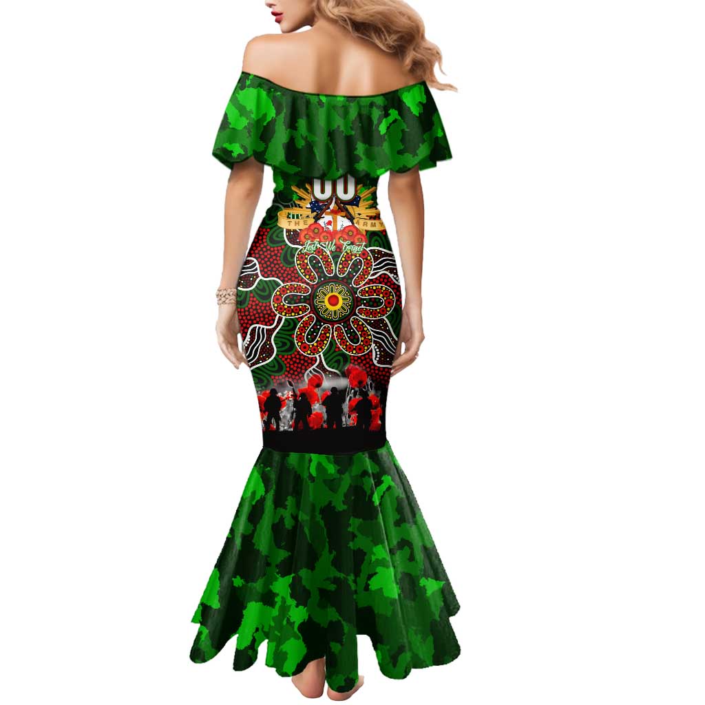 Personalized Rabbitohs ANZAC Day Mermaid Dress Australian Army - Lest We Forget