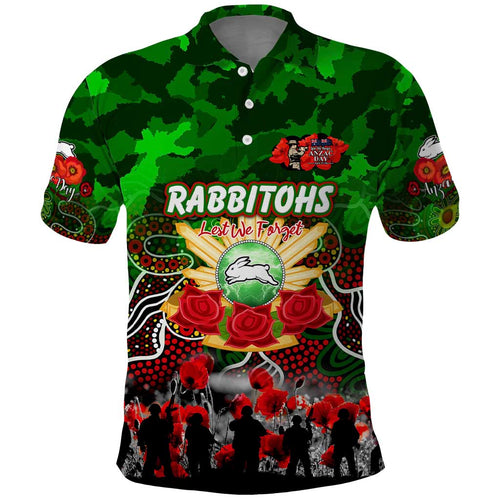Personalized Rabbitohs ANZAC Day Polo Shirt Australian Army - Lest We Forget