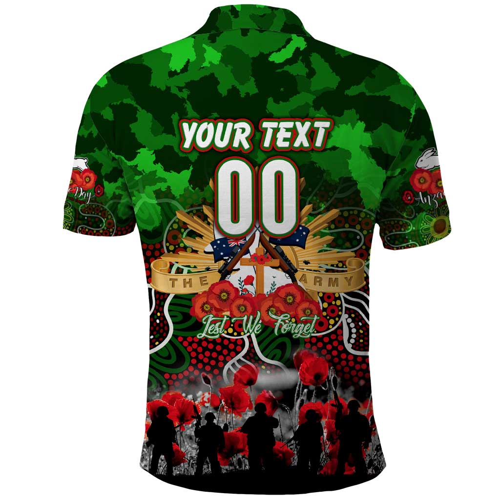 Personalized Rabbitohs ANZAC Day Polo Shirt Australian Army - Lest We Forget