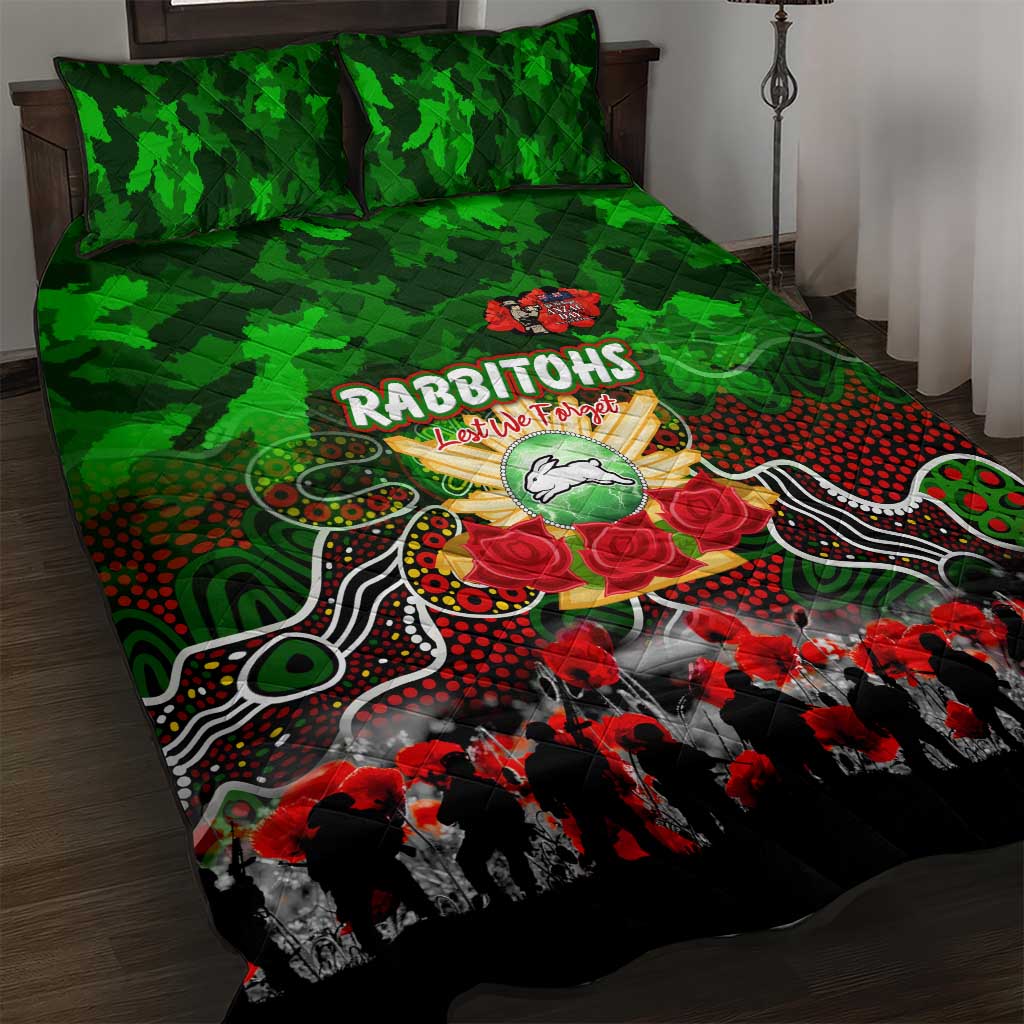 Rabbitohs ANZAC Day Quilt Bed Set Australian Army - Lest We Forget