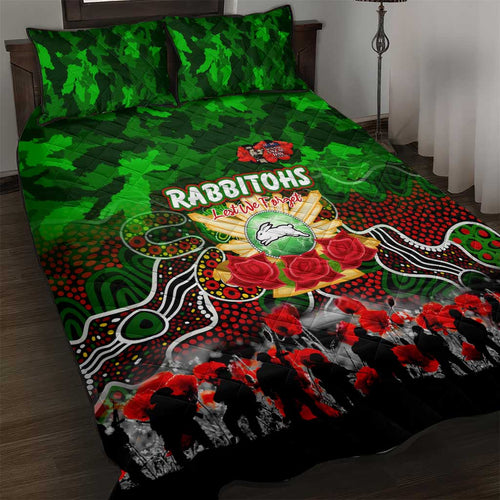 Rabbitohs ANZAC Day Quilt Bed Set Australian Army - Lest We Forget