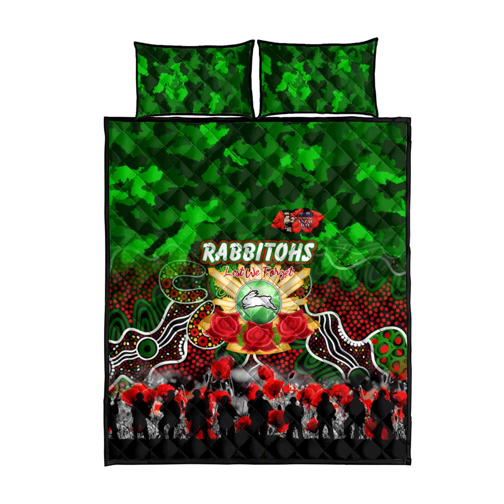 Rabbitohs ANZAC Day Quilt Bed Set Australian Army - Lest We Forget