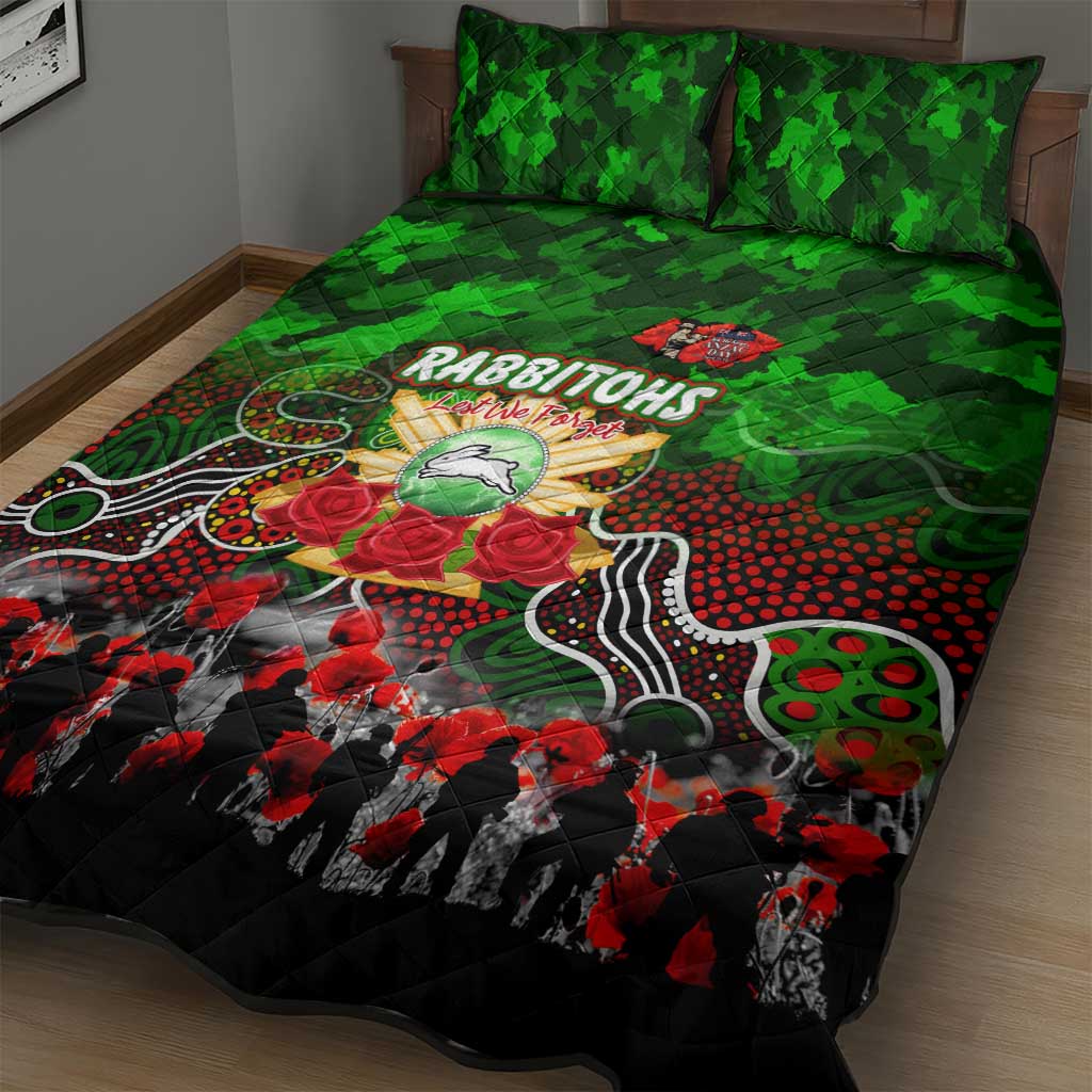Rabbitohs ANZAC Day Quilt Bed Set Australian Army - Lest We Forget