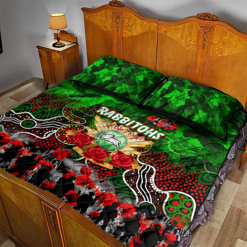 Rabbitohs ANZAC Day Quilt Bed Set Australian Army - Lest We Forget