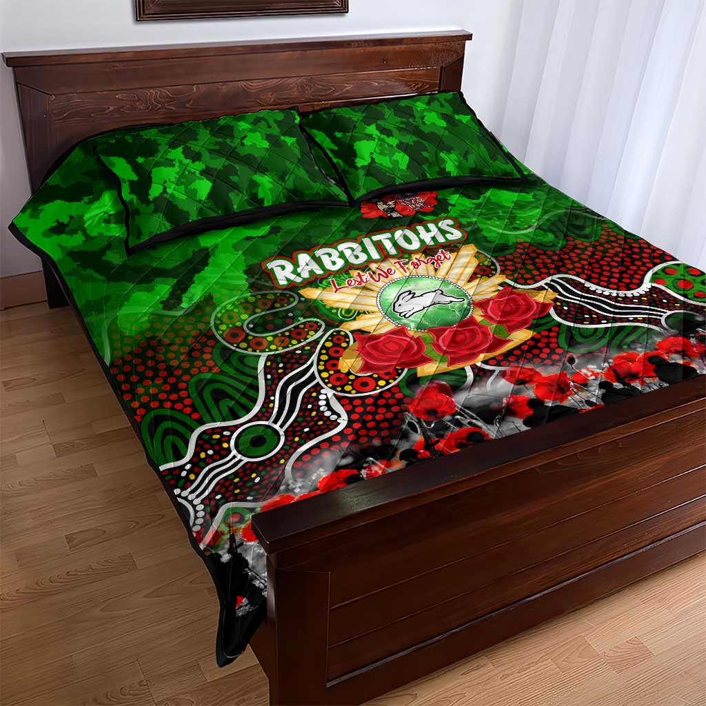 Rabbitohs ANZAC Day Quilt Bed Set Australian Army - Lest We Forget