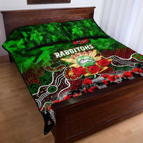 Rabbitohs ANZAC Day Quilt Bed Set Australian Army - Lest We Forget
