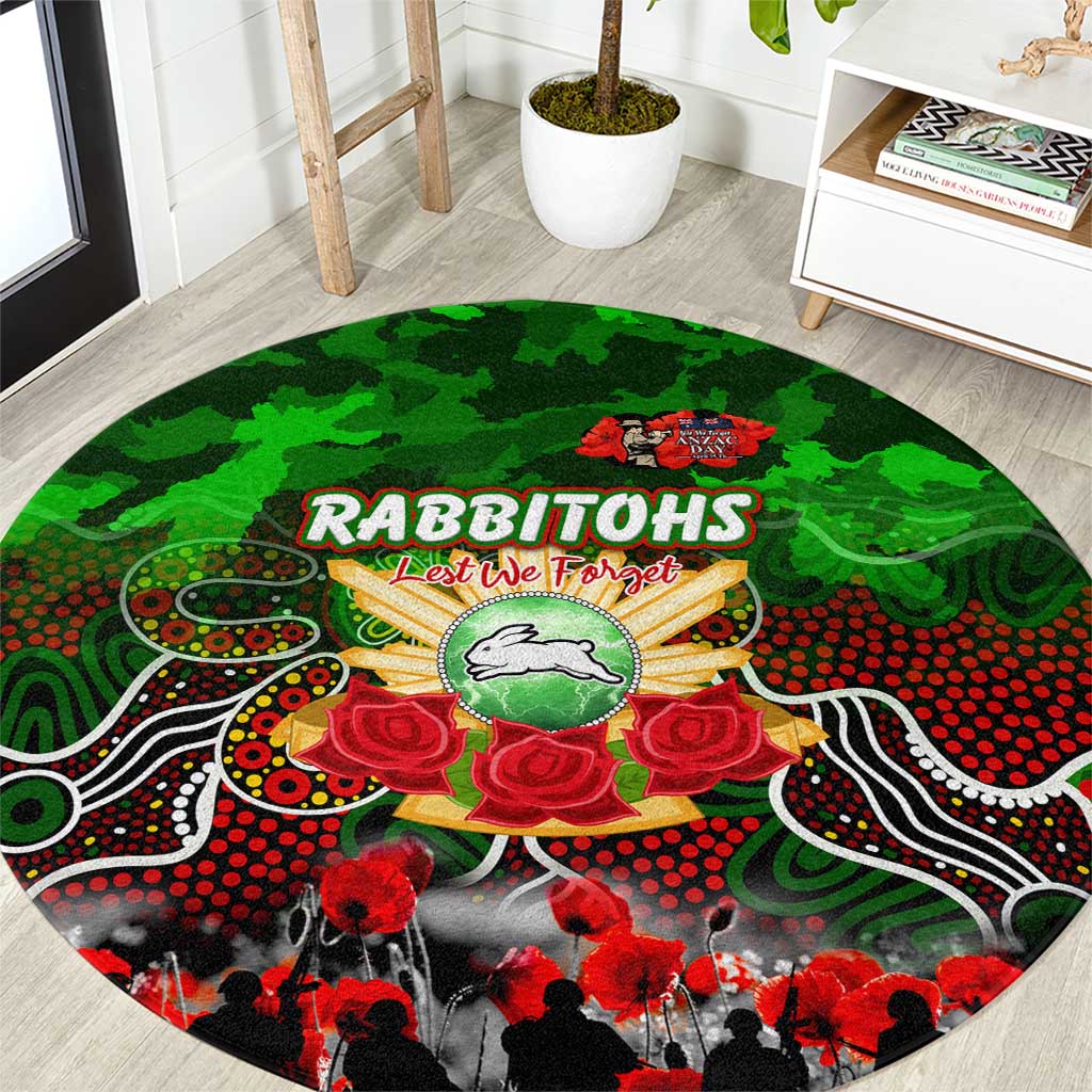 Rabbitohs ANZAC Day Round Carpet Australian Army - Lest We Forget