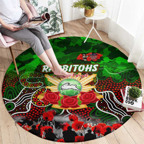Rabbitohs ANZAC Day Round Carpet Australian Army - Lest We Forget