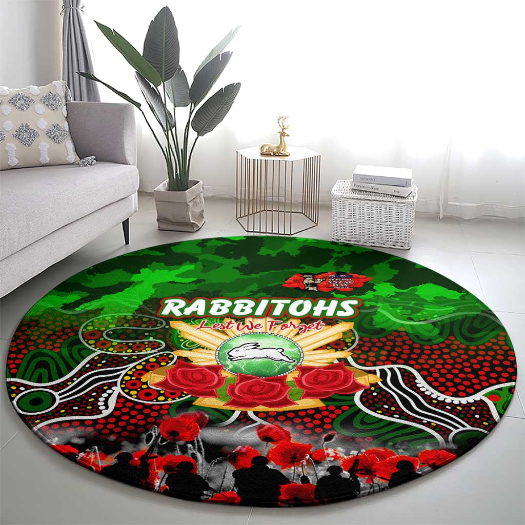 Rabbitohs ANZAC Day Round Carpet Australian Army - Lest We Forget