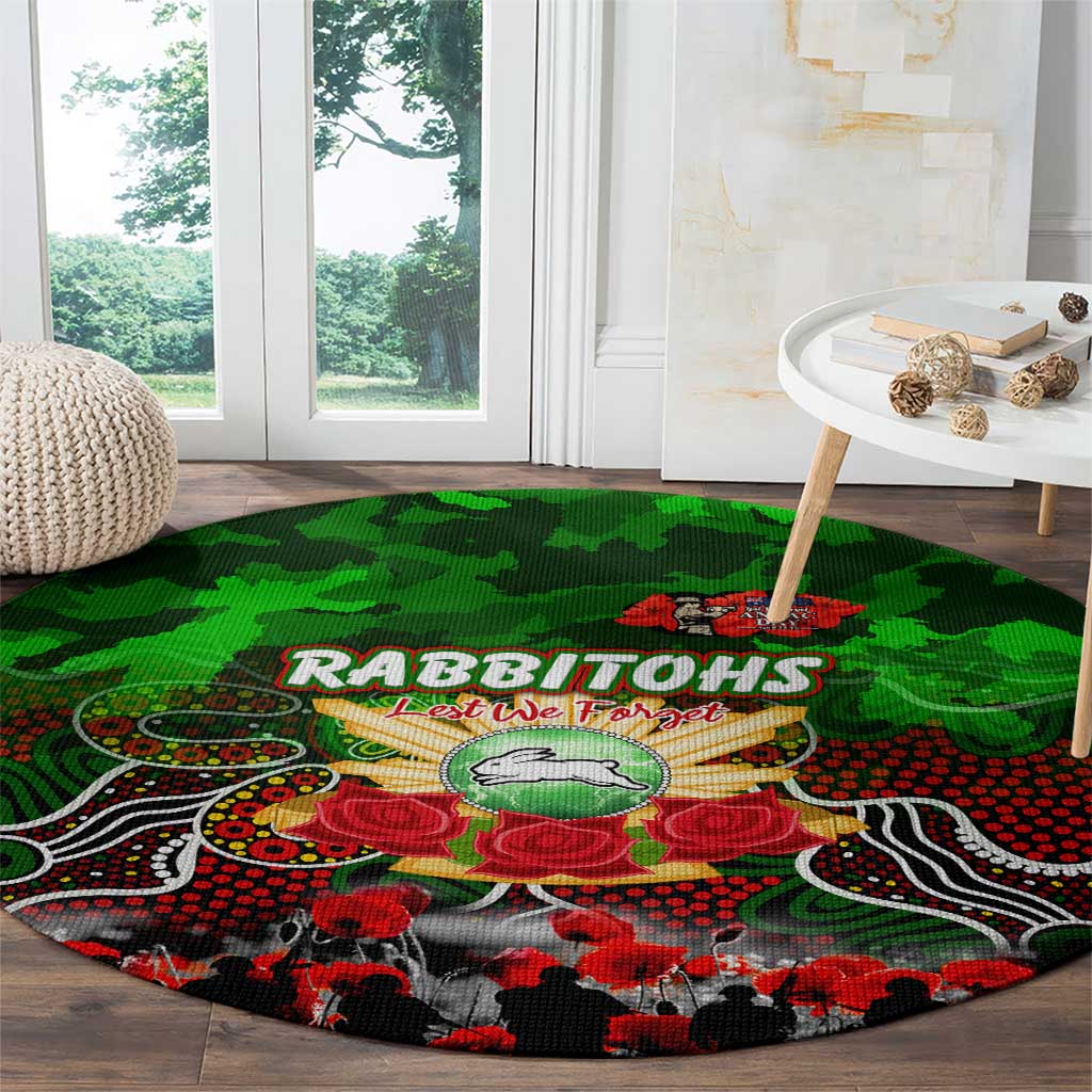 Rabbitohs ANZAC Day Round Carpet Australian Army - Lest We Forget