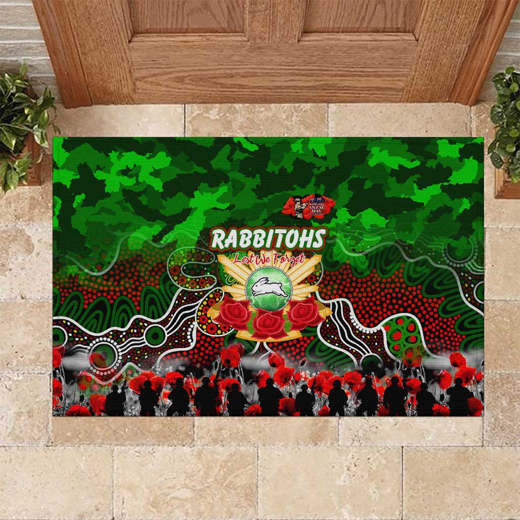 Rabbitohs ANZAC Day Rubber Doormat Australian Army - Lest We Forget