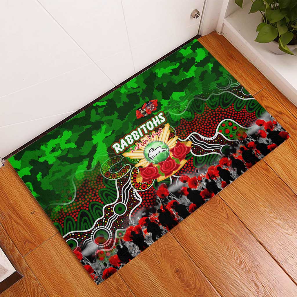 Rabbitohs ANZAC Day Rubber Doormat Australian Army - Lest We Forget