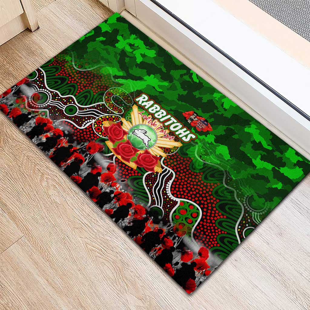 Rabbitohs ANZAC Day Rubber Doormat Australian Army - Lest We Forget