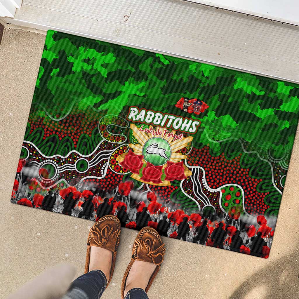 Rabbitohs ANZAC Day Rubber Doormat Australian Army - Lest We Forget