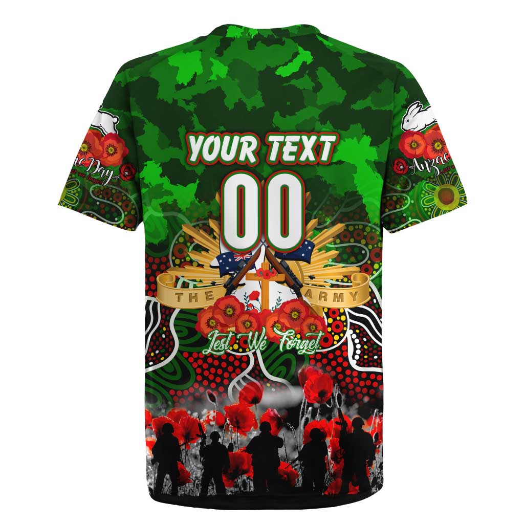 Personalized Rabbitohs ANZAC Day Rugby Jersey Australian Army - Lest We Forget