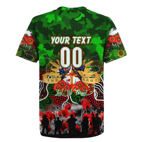 Personalized Rabbitohs ANZAC Day Rugby Jersey Australian Army - Lest We Forget