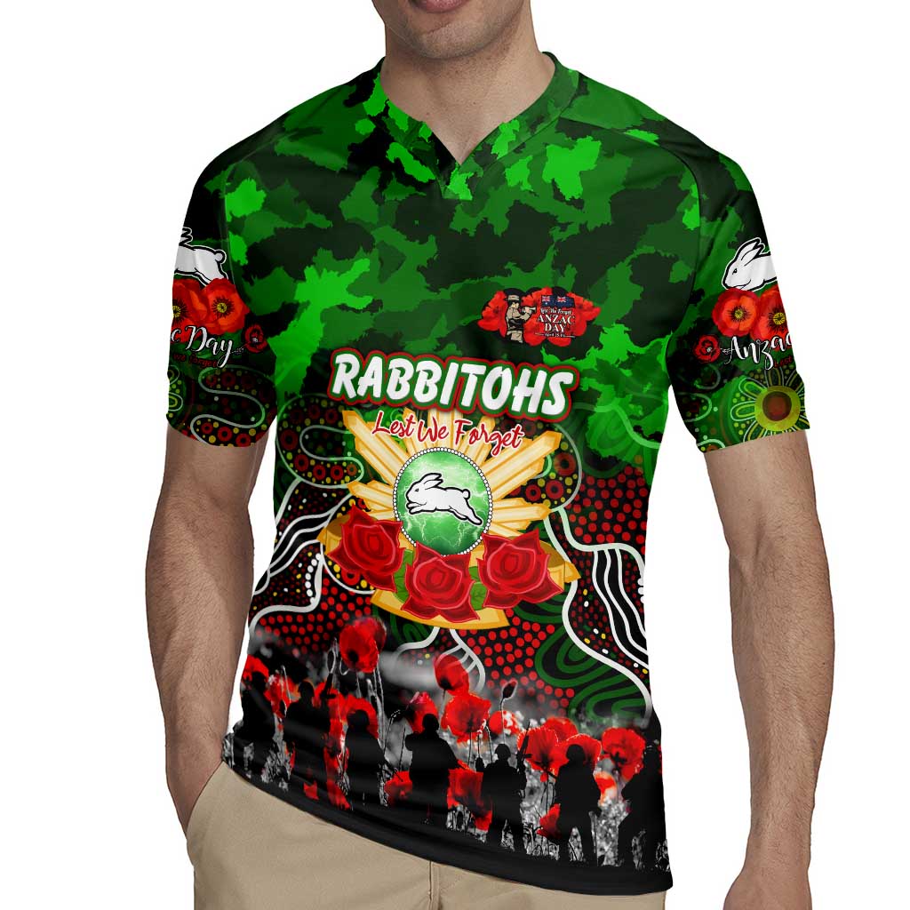 Personalized Rabbitohs ANZAC Day Rugby Jersey Australian Army - Lest We Forget