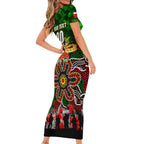 Personalized Rabbitohs ANZAC Day Short Sleeve Bodycon Dress Australian Army - Lest We Forget