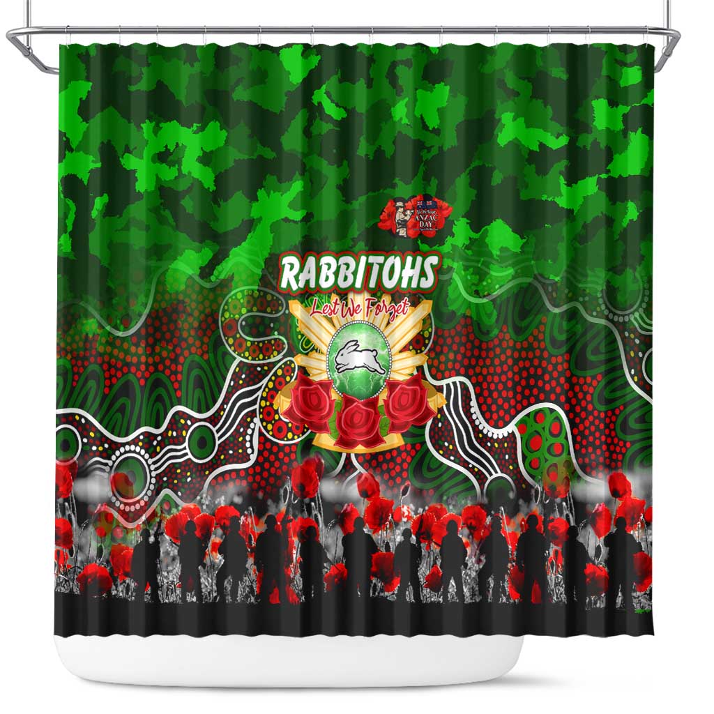 Rabbitohs ANZAC Day Shower Curtain Australian Army - Lest We Forget