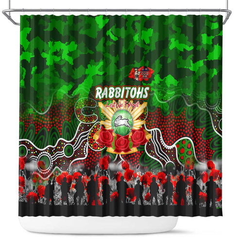 Rabbitohs ANZAC Day Shower Curtain Australian Army - Lest We Forget