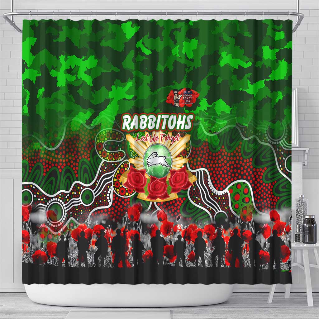Rabbitohs ANZAC Day Shower Curtain Australian Army - Lest We Forget