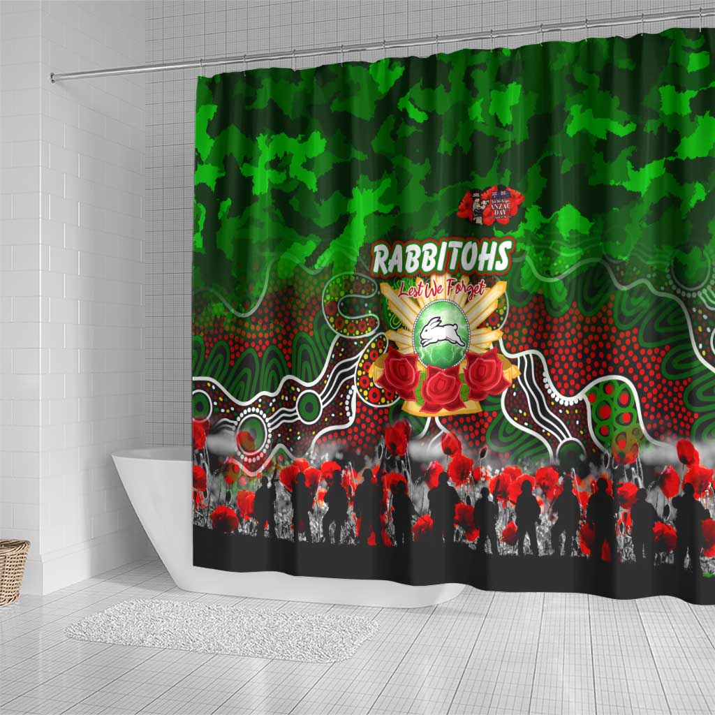 Rabbitohs ANZAC Day Shower Curtain Australian Army - Lest We Forget