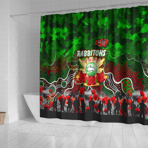 Rabbitohs ANZAC Day Shower Curtain Australian Army - Lest We Forget