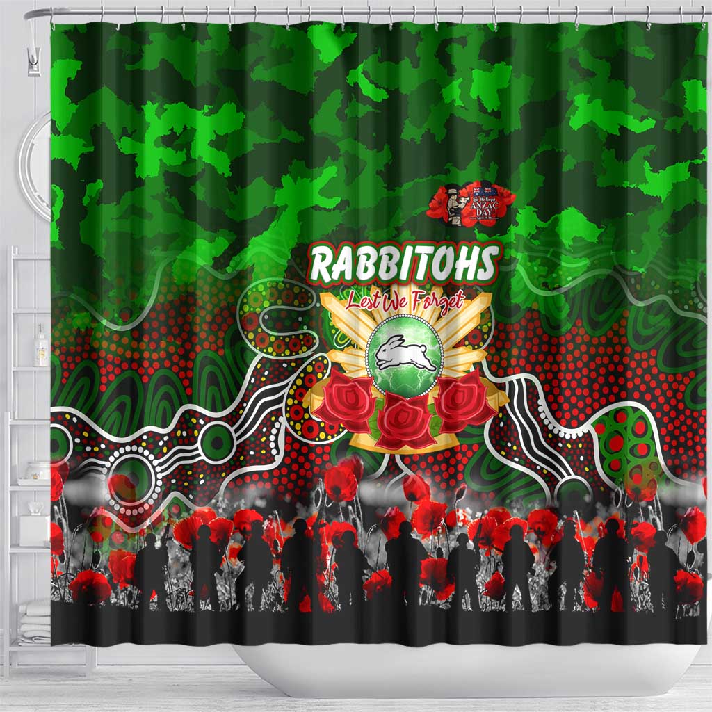 Rabbitohs ANZAC Day Shower Curtain Australian Army - Lest We Forget