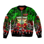 Personalized Rabbitohs ANZAC Day Sleeve Zip Bomber Jacket Australian Army - Lest We Forget