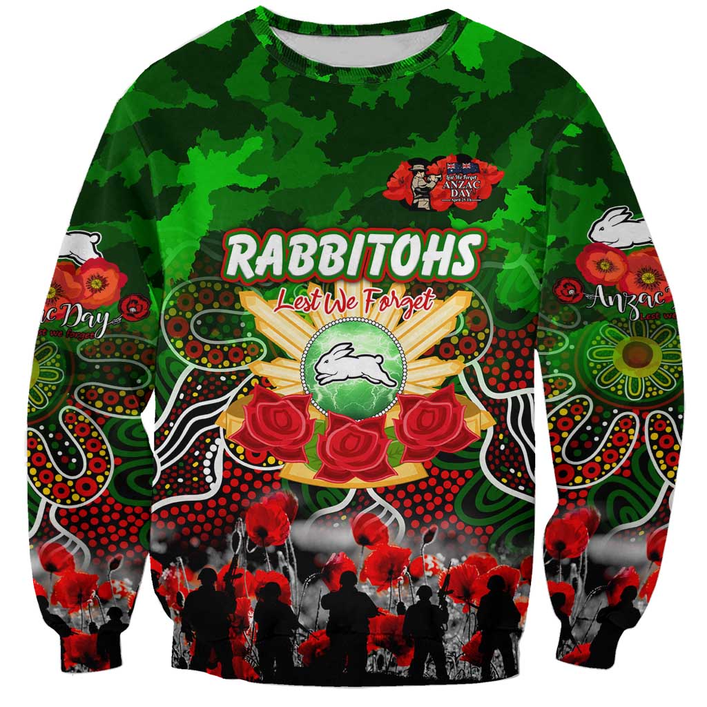 Personalized Rabbitohs ANZAC Day Sweatshirt Australian Army - Lest We Forget