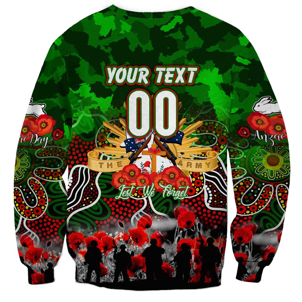 Personalized Rabbitohs ANZAC Day Sweatshirt Australian Army - Lest We Forget