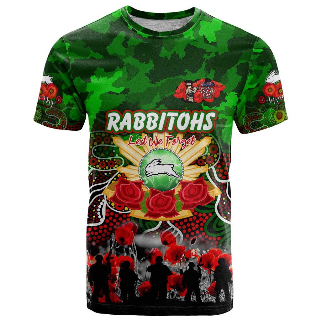 Personalized Rabbitohs ANZAC Day T Shirt Australian Army - Lest We Forget