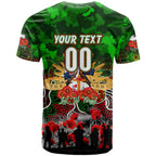 Personalized Rabbitohs ANZAC Day T Shirt Australian Army - Lest We Forget